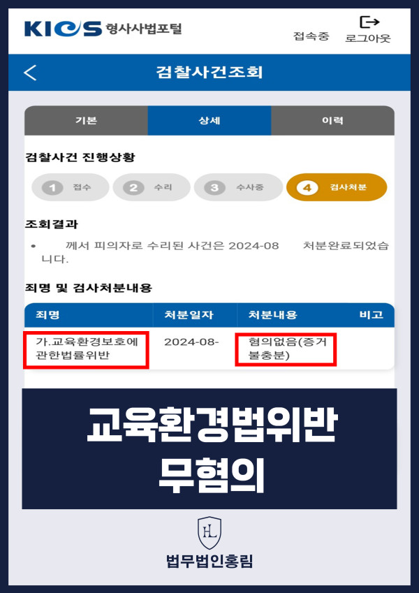 교육환경법위반 승소사례 - 계속되는 교육환경법위반 신고에도 무혐의로 이끈 사례 원문 자료