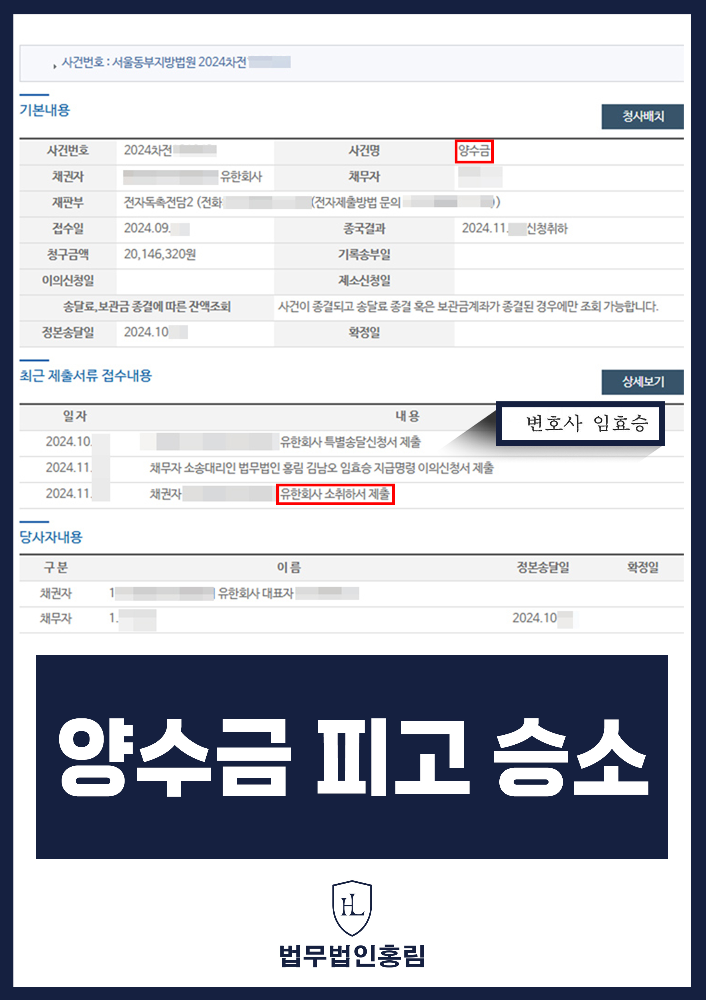 양수금 성공사례 - 양수금 소송 피고 대리하여 원고 소 취하 이끈 사례 원문 자료