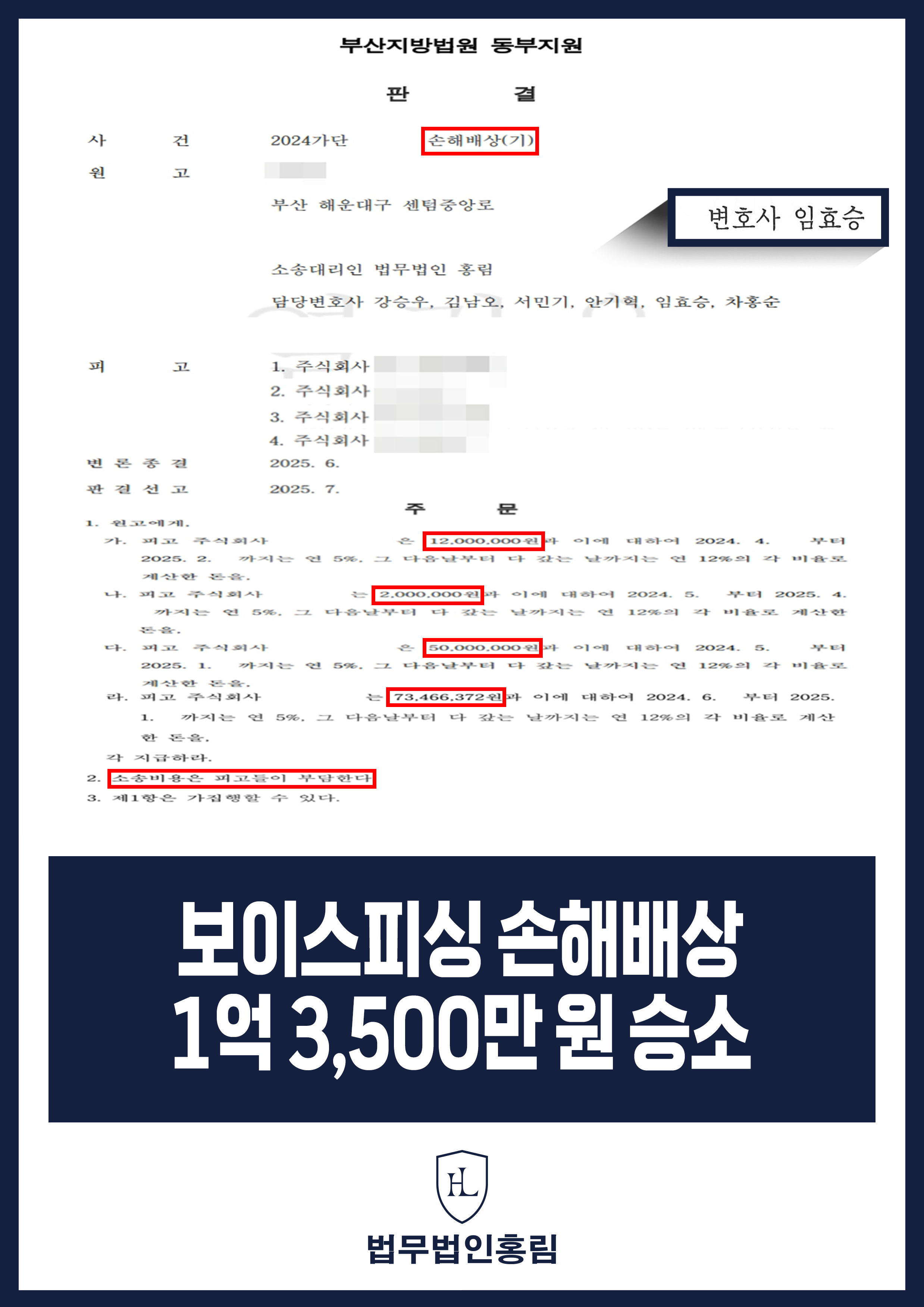 보이스피싱 손해배상 1억 3,500만원 승소 - 수사기관 사칭 전화 받고 입금한 피해자 조력해 승소 이끈 사례 원문 자료